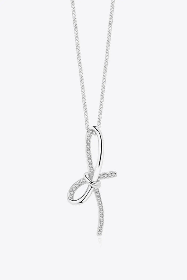 Zircon Bow Pendant Necklace LOVCIA