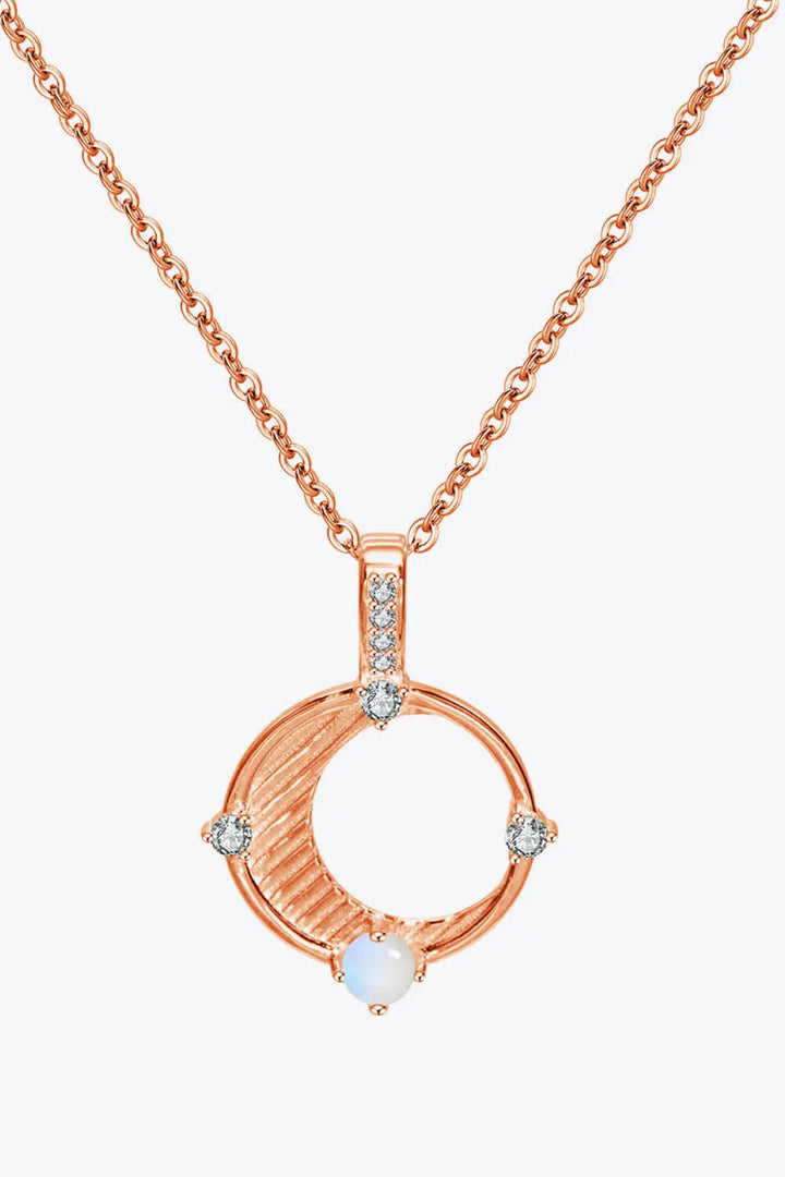 LOVCIA Inlaid Zircon and Natural Moonstone Pendant Necklace