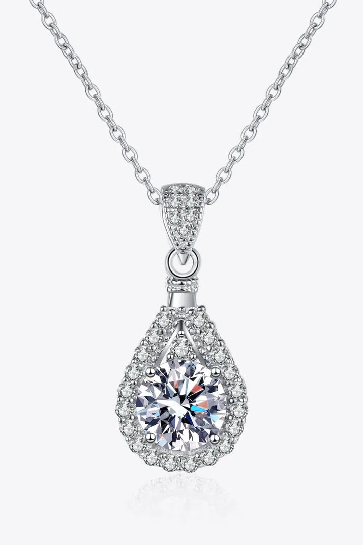 2 Carat Moissanite Teardrop Pendant 925 Sterling Silver Necklace LOVCIA