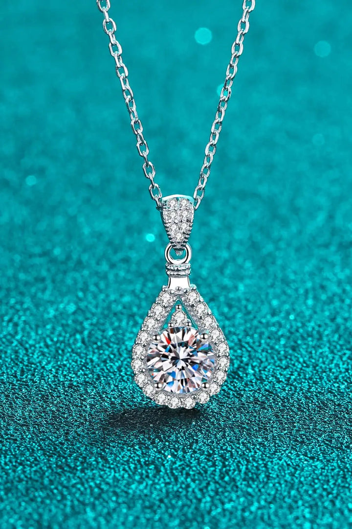 2 Carat Moissanite Teardrop Pendant 925 Sterling Silver Necklace LOVCIA