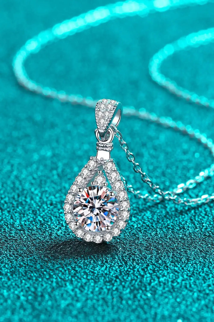 2 Carat Moissanite Teardrop Pendant 925 Sterling Silver Necklace LOVCIA