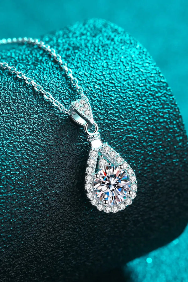 LOVCIA 2 Carat Moissanite Teardrop Pendant 925 Sterling Silver Necklace