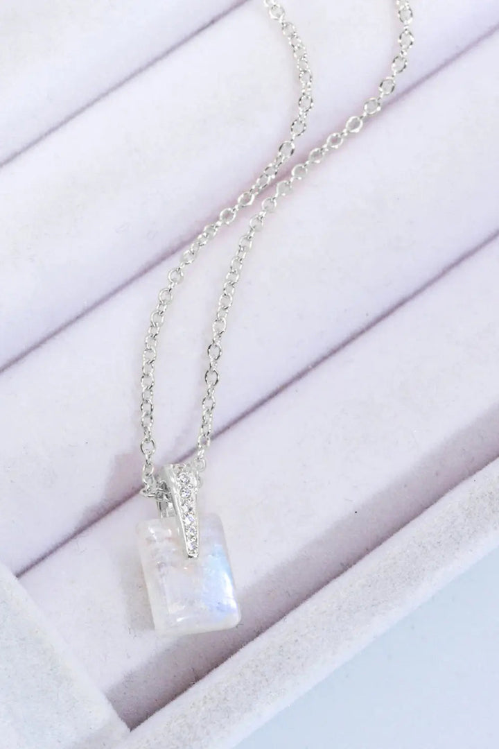 LOVCIA 925 Sterling Silver Natural Moonstone Pendant Necklace