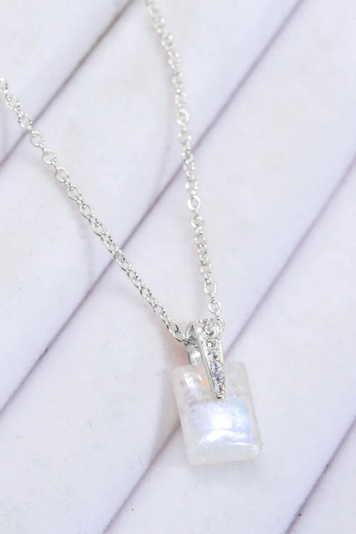 LOVCIA 925 Sterling Silver Natural Moonstone Pendant Necklace