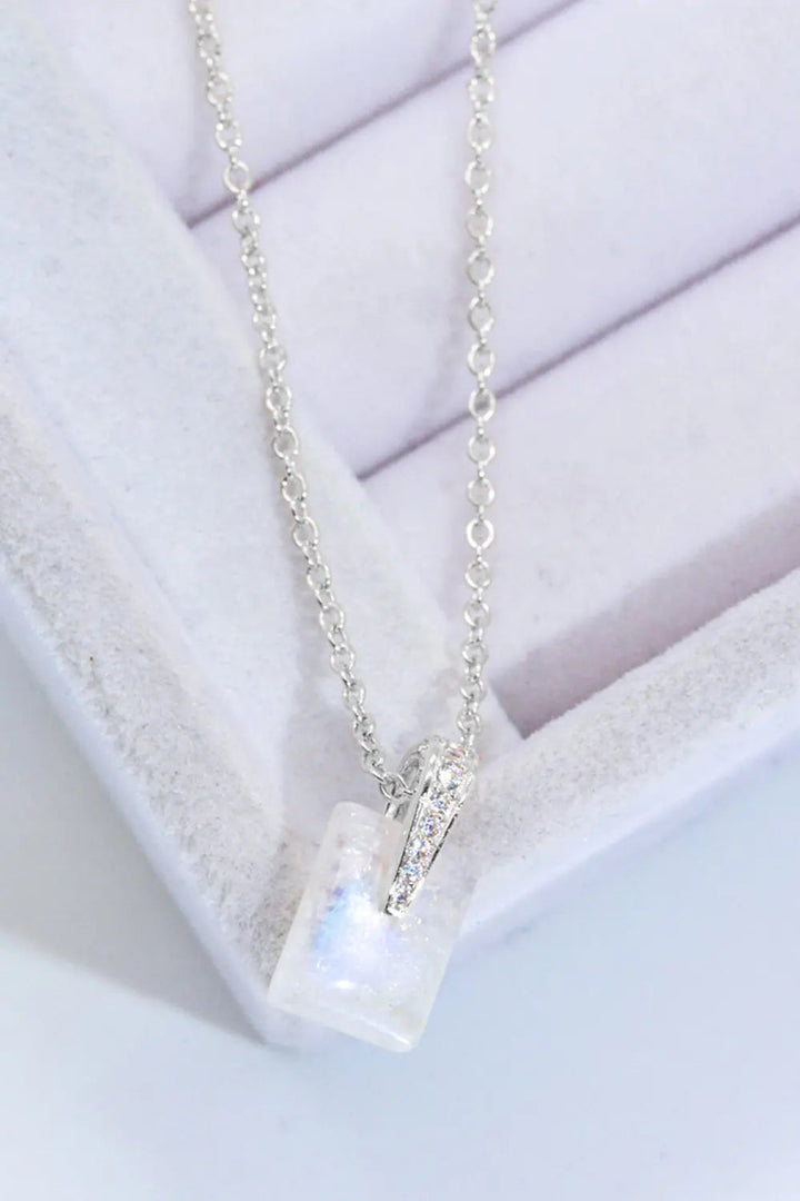 LOVCIA 925 Sterling Silver Natural Moonstone Pendant Necklace