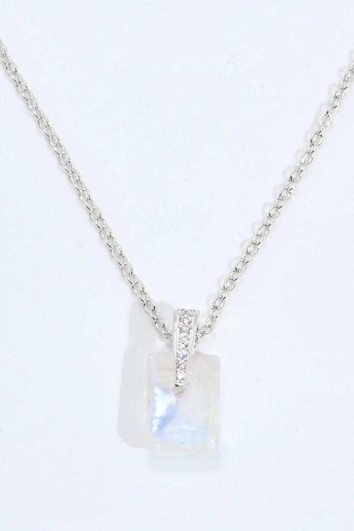 LOVCIA 925 Sterling Silver Natural Moonstone Pendant Necklace