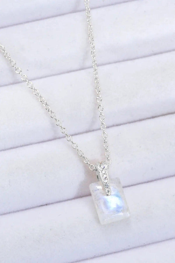 LOVCIA 925 Sterling Silver Natural Moonstone Pendant Necklace