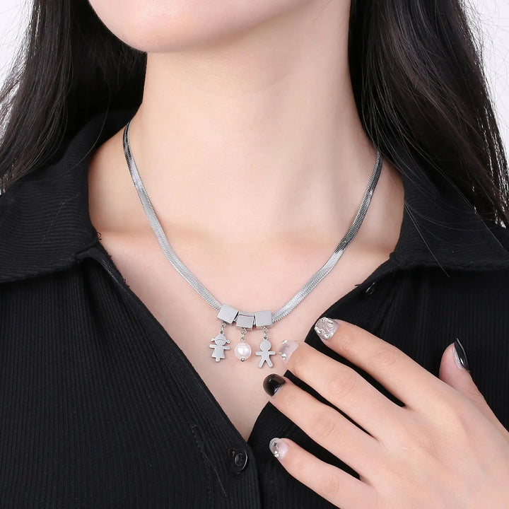 LOVCIA Synthetic Pearl Stainless Steel Necklace