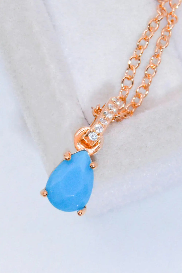 LOVCIA Teardrop Turquoise 4-Prong Pendant Necklace