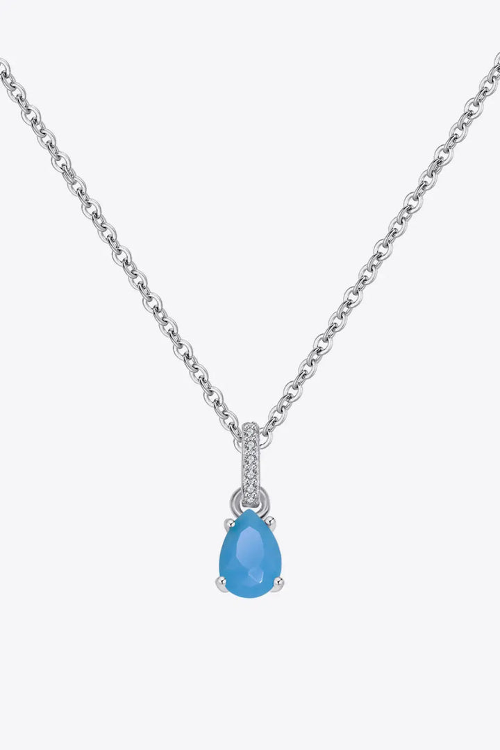 LOVCIA Teardrop Turquoise 4-Prong Pendant Necklace