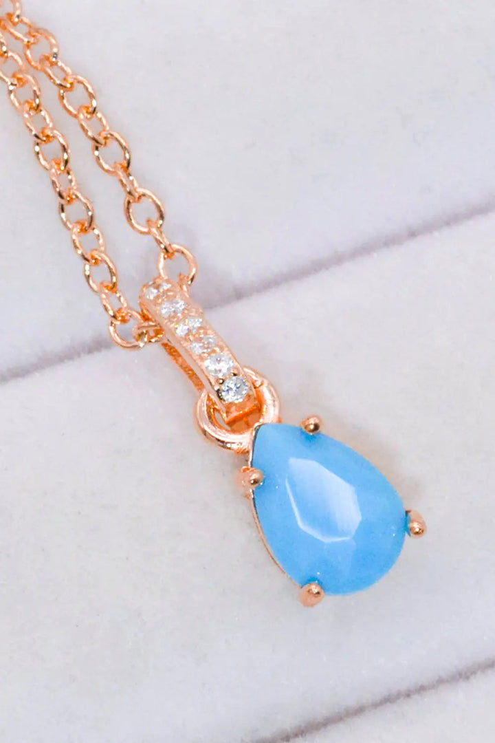 LOVCIA Teardrop Turquoise 4-Prong Pendant Necklace