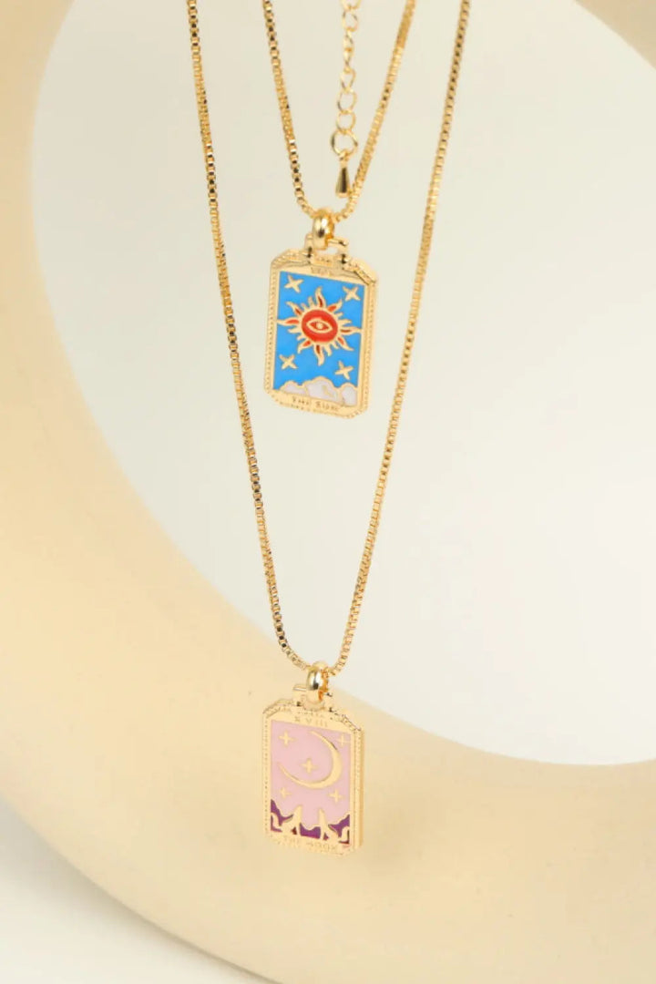 LOVCIA Tarot Card Pendant Copper Necklace