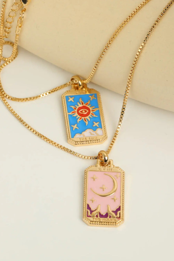 LOVCIA Tarot Card Pendant Copper Necklace