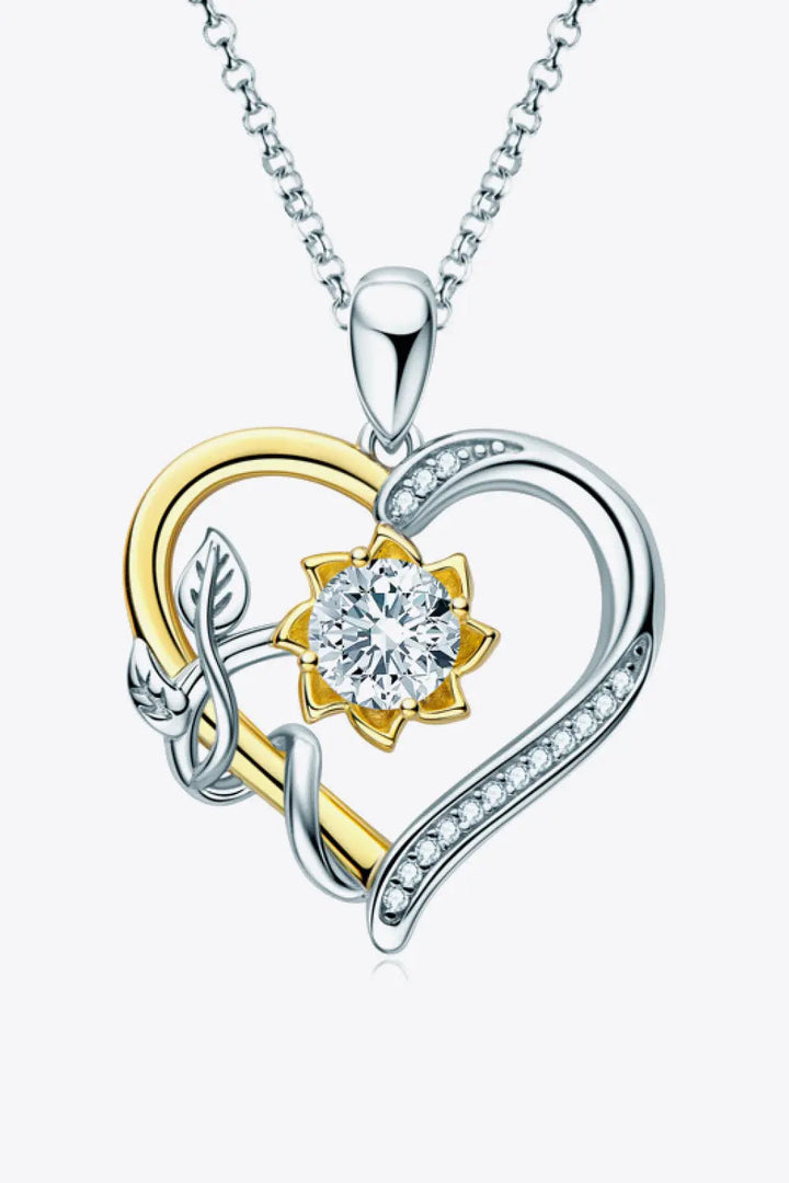 LOVCIA Two-Tone 1 Carat Moissanite Heart Pendant Necklace