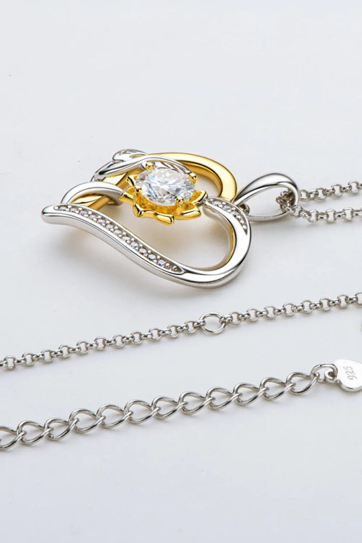 LOVCIA Two-Tone 1 Carat Moissanite Heart Pendant Necklace