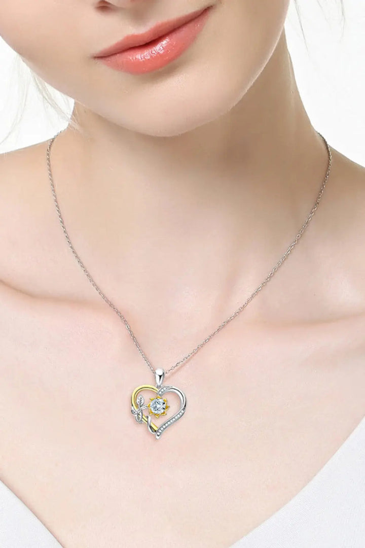 LOVCIA Two-Tone 1 Carat Moissanite Heart Pendant Necklace