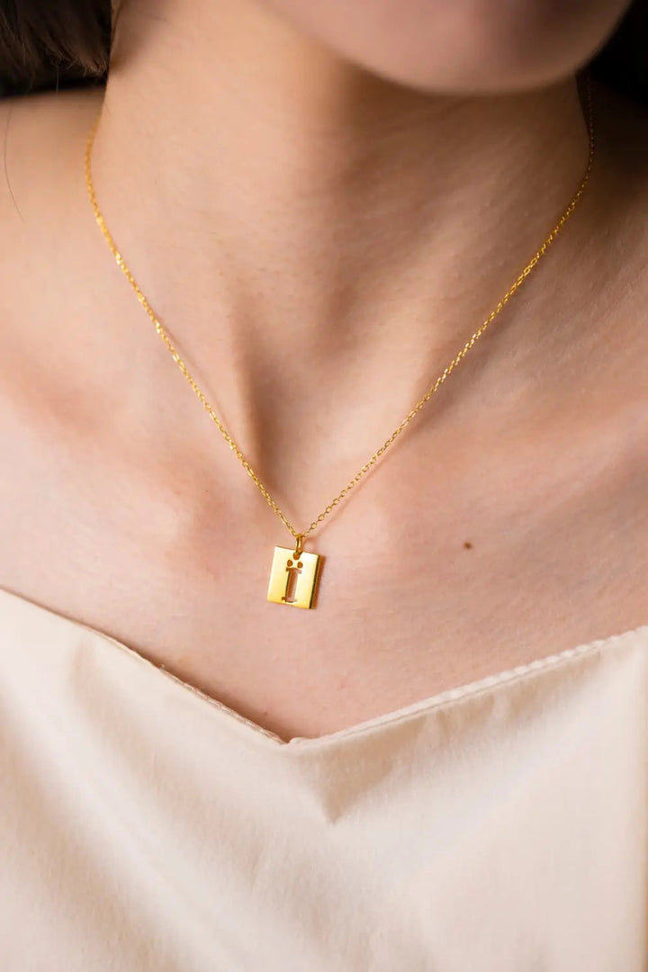 LOVCIA Cutout Rectangle Pendant Necklace