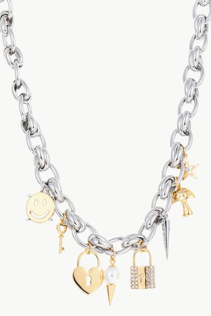 LOVCIA Lock Pendant Double-Layered Necklace