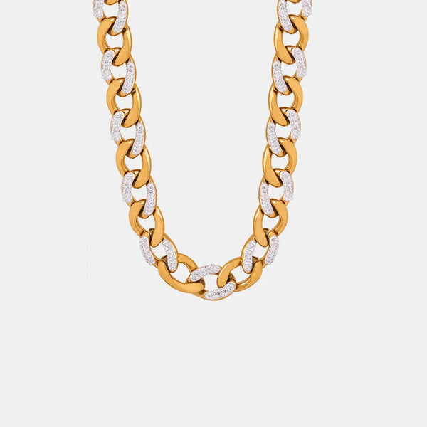 LOVCIA Zircon Titanium Steel Chunky Chain Necklace