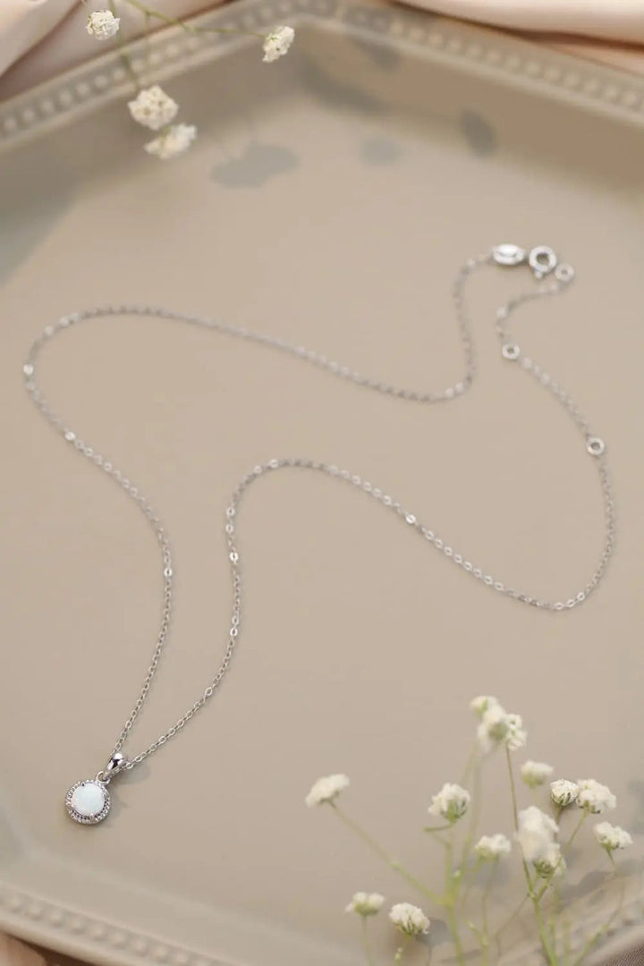 LOVCIA Opal Round Pendant Chain Necklace