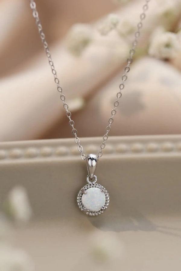 LOVCIA Opal Round Pendant Chain Necklace