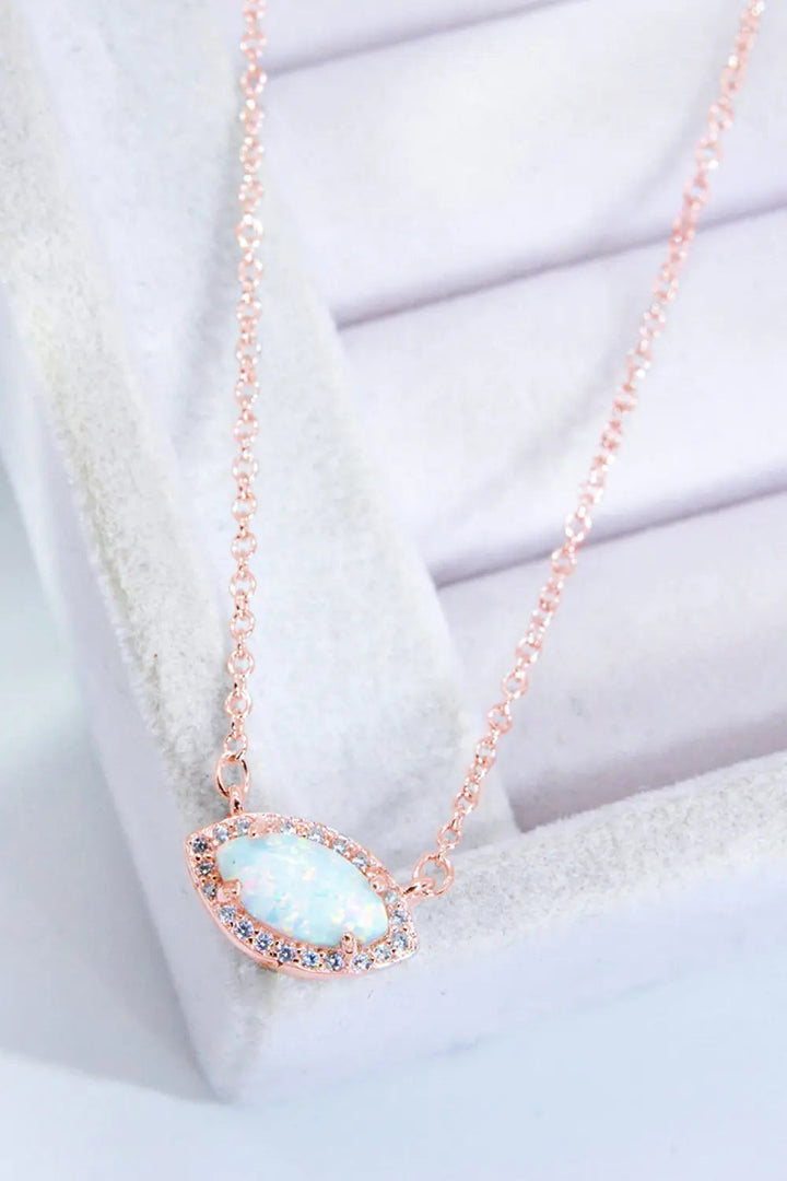 18k Rose Gold-Plated Opal Pendant Necklace LOVCIA