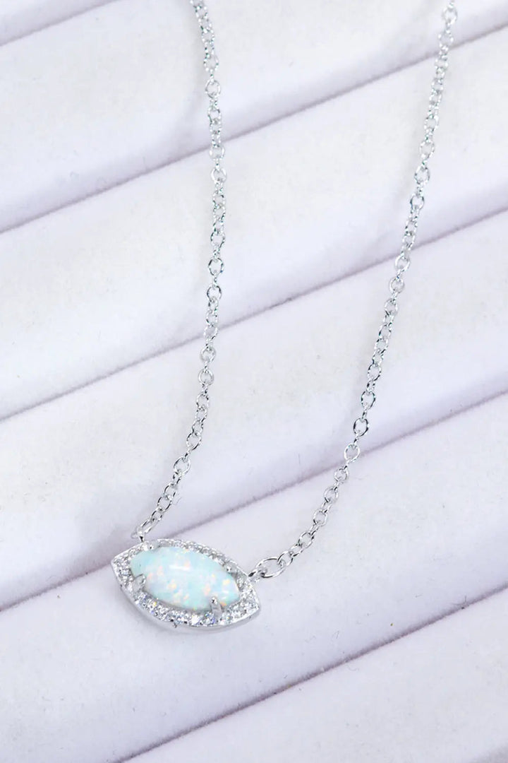 18k Rose Gold-Plated Opal Pendant Necklace LOVCIA