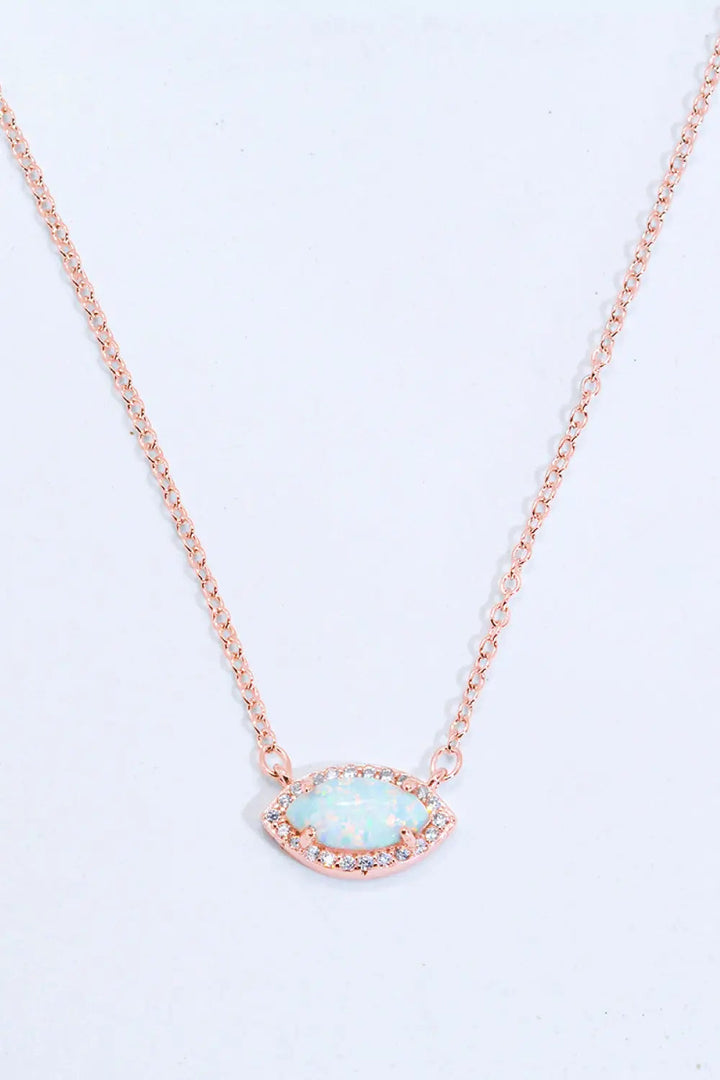 18k Rose Gold-Plated Opal Pendant Necklace LOVCIA