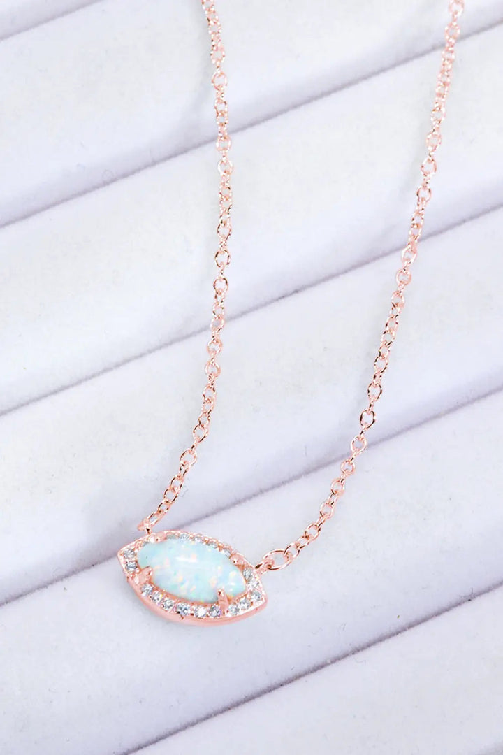 18k Rose Gold-Plated Opal Pendant Necklace LOVCIA