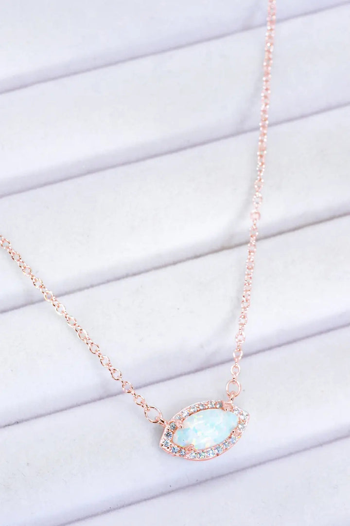 18k Rose Gold-Plated Opal Pendant Necklace LOVCIA