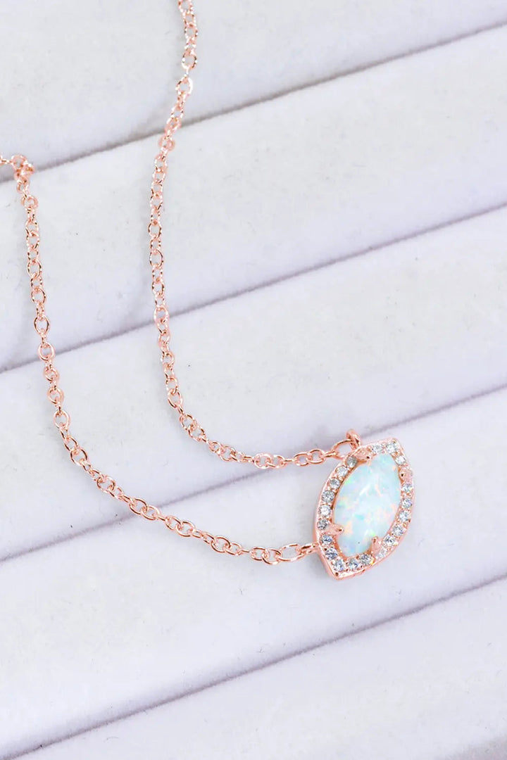 18k Rose Gold-Plated Opal Pendant Necklace LOVCIA