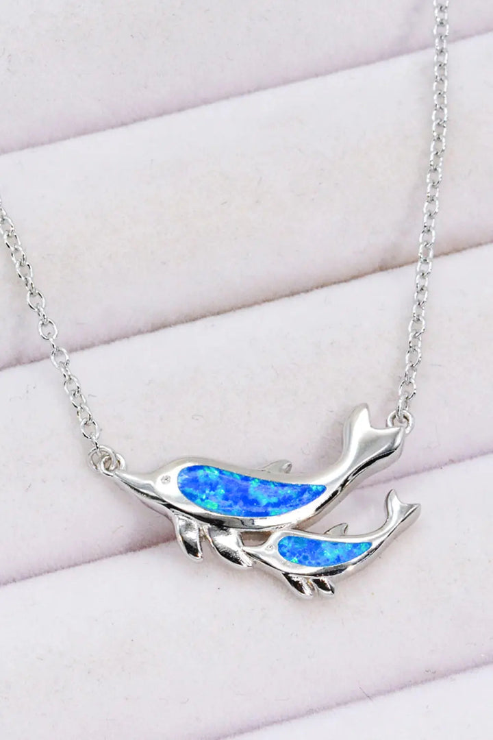 LOVCIA Opal Dolphin Chain-Link Necklace