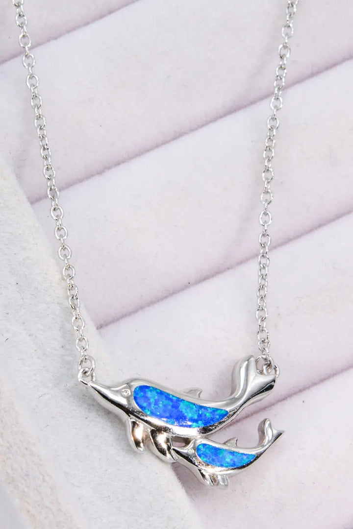 LOVCIA Opal Dolphin Chain-Link Necklace