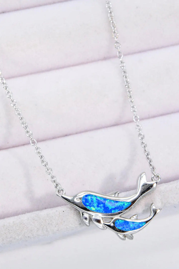 LOVCIA Opal Dolphin Chain-Link Necklace