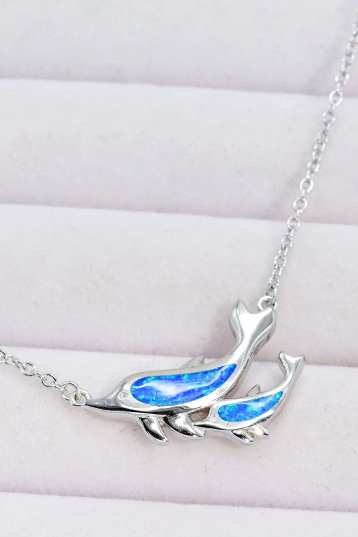 LOVCIA Opal Dolphin Chain-Link Necklace