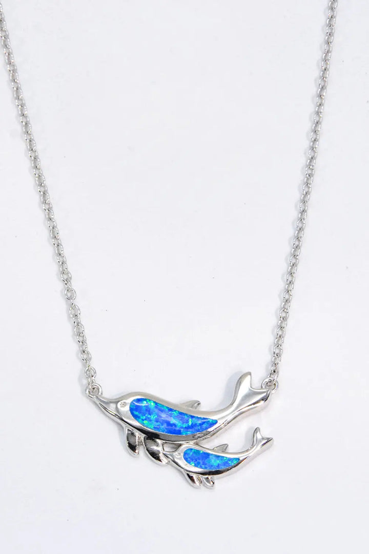 LOVCIA Opal Dolphin Chain-Link Necklace