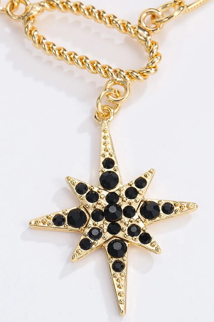 LOVCIA Star and Moon Rhinestone Alloy Necklace