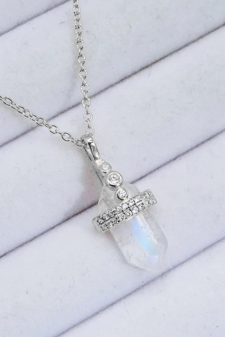 LOVCIA 925 Sterling Silver Moonstone Pendant Necklace