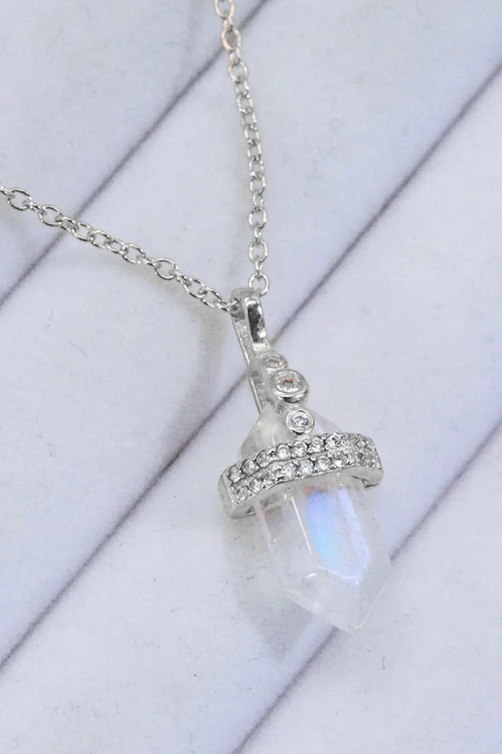 LOVCIA 925 Sterling Silver Moonstone Pendant Necklace