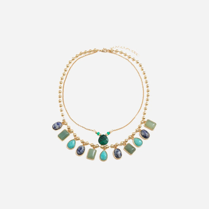 LOVCIA Geometric Alloy Double-Layered Necklace