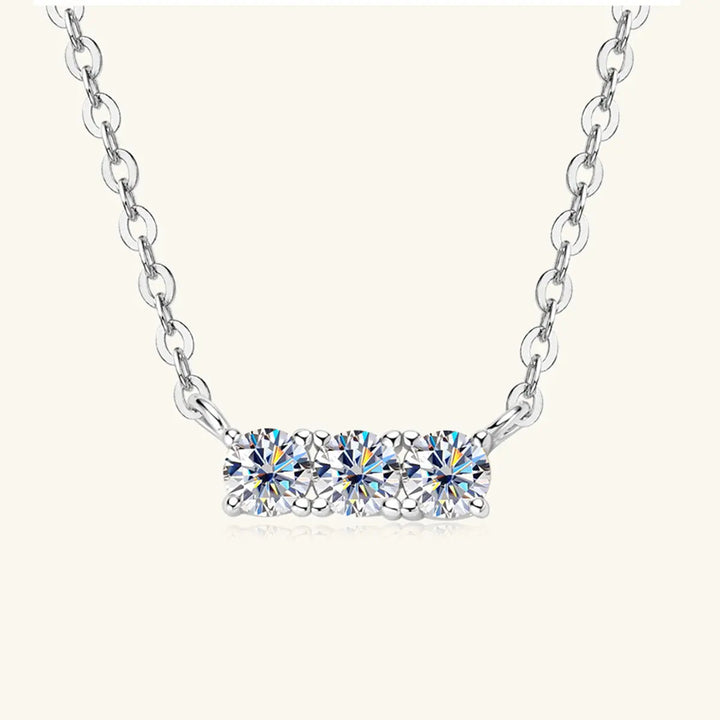 LOVCIA 925 Sterling Silver Inlaid Moissanite Bar Necklace