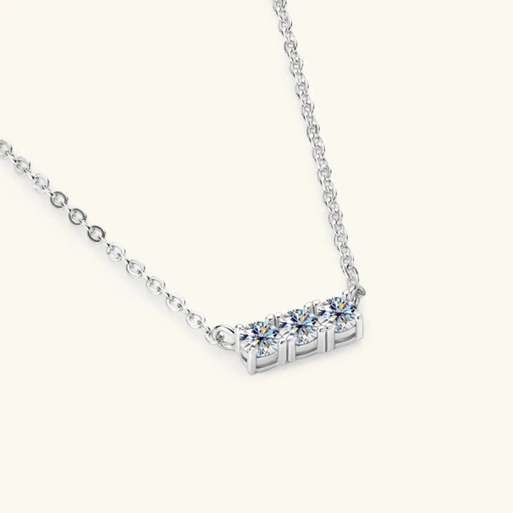 LOVCIA 925 Sterling Silver Inlaid Moissanite Bar Necklace