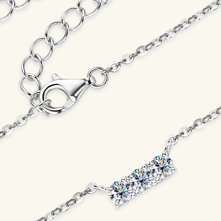 LOVCIA 925 Sterling Silver Inlaid Moissanite Bar Necklace