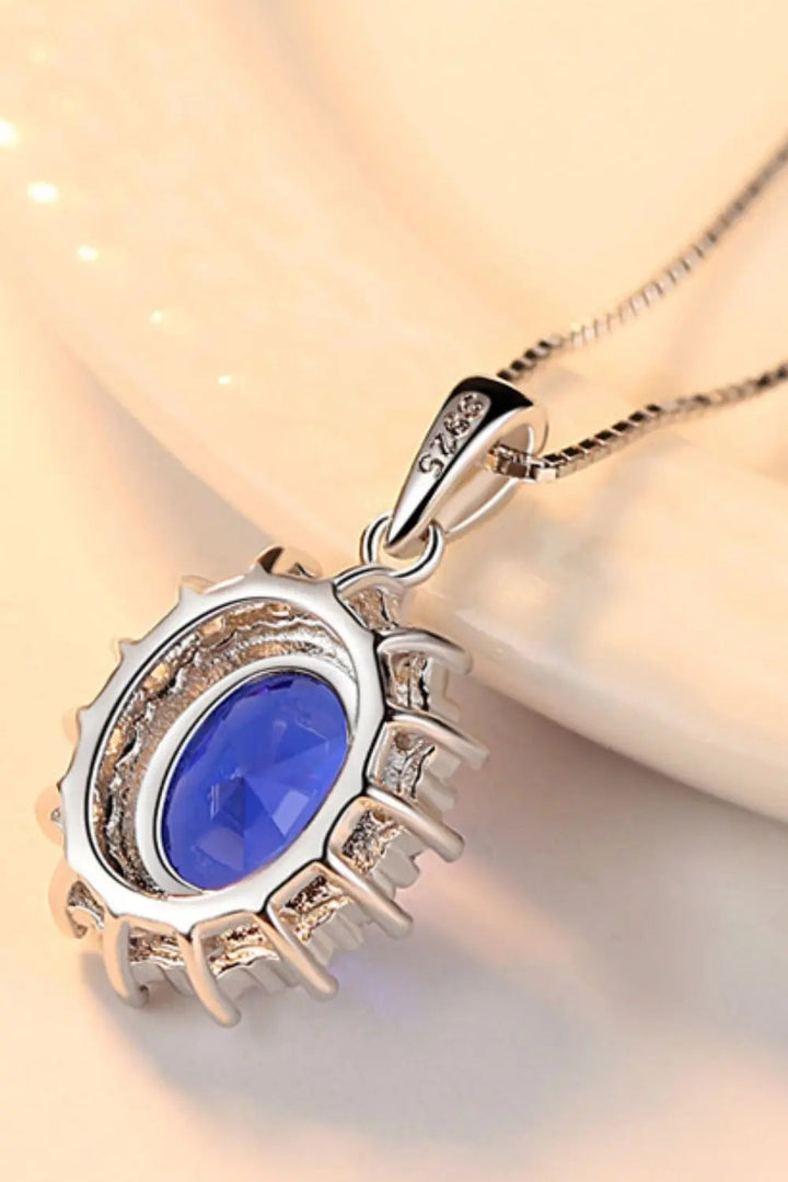 LOVCIA Synthetic Sapphire Pendant 925 Sterling Silver Necklace