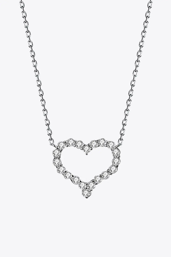 LOVCIA 1 Carat Moissanite Heart Pendant Chain-Link Necklace