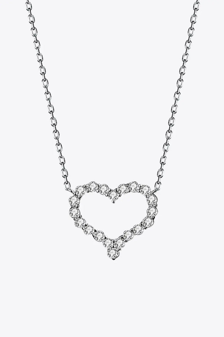 LOVCIA 1 Carat Moissanite Heart Pendant Chain-Link Necklace