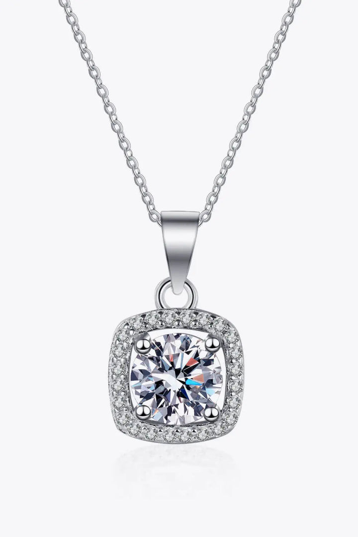 LOVCIA Moissanite Square Pendant Chain Necklace