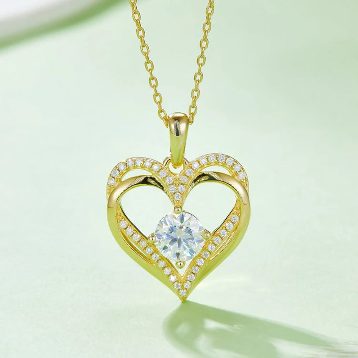 1.2 Carat Moissanite 925 Sterling Silver Heart Necklace LOVCIA