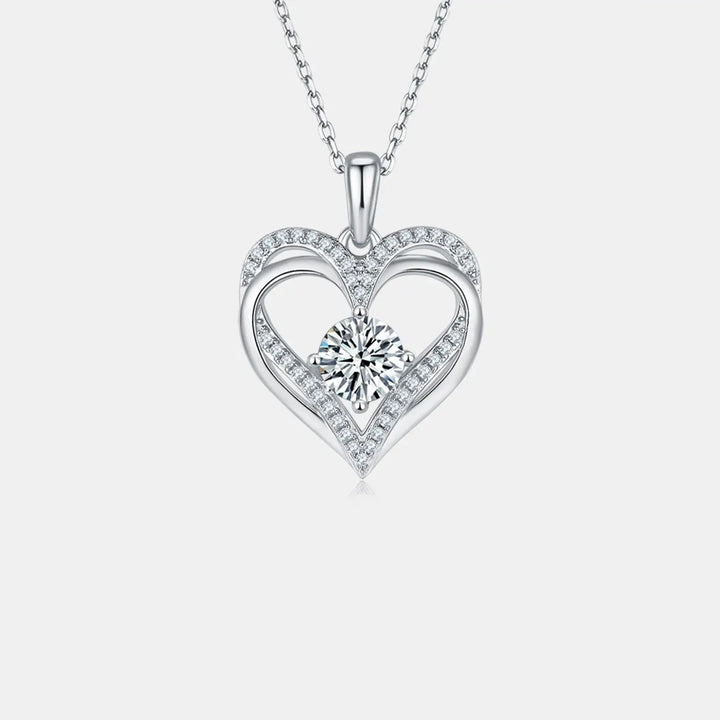 1.2 Carat Moissanite 925 Sterling Silver Heart Necklace LOVCIA