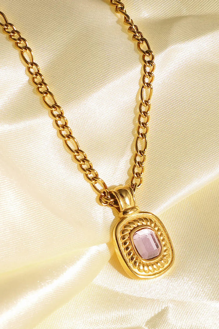 LOVCIA 18K Gold Plated Inlaid Rhinestone Pendant Necklace